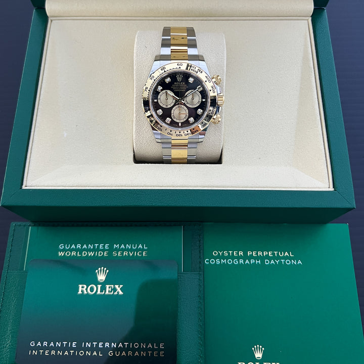 Rolex Cosmograph Daytona 40mm Steel/YG Black Dial Diamond Markers 2025 Ref m126503-0002 (#1090)