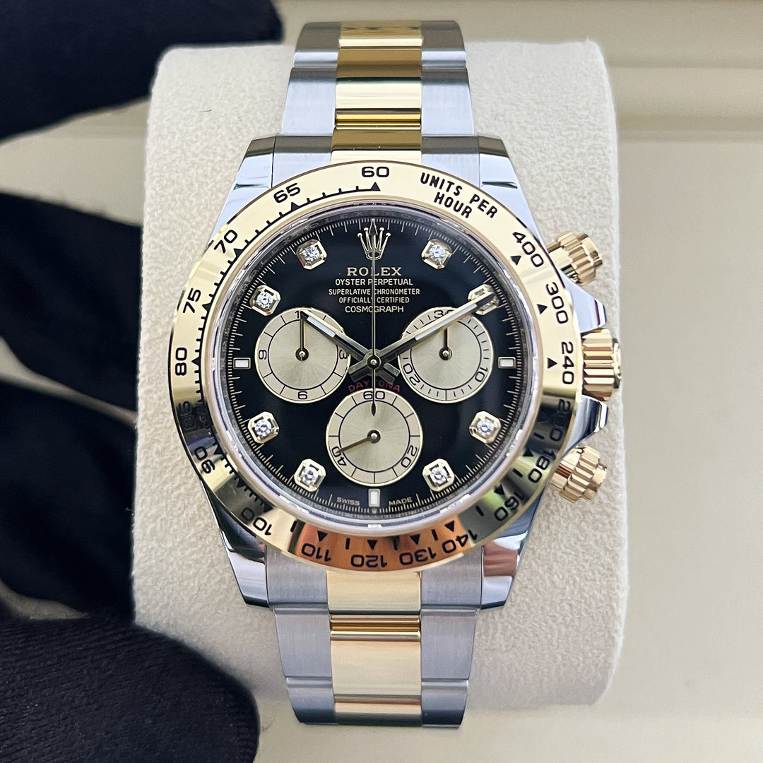 Rolex Cosmograph Daytona 40mm Steel/YG Black Dial Diamond Markers 2025 Ref m126503-0002 (#1090)