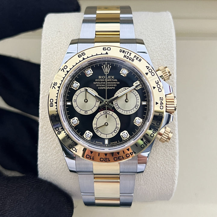 Rolex Cosmograph Daytona 40mm Steel/YG Black Dial Diamond Markers 2025 Ref m126503-0002 (#1090)