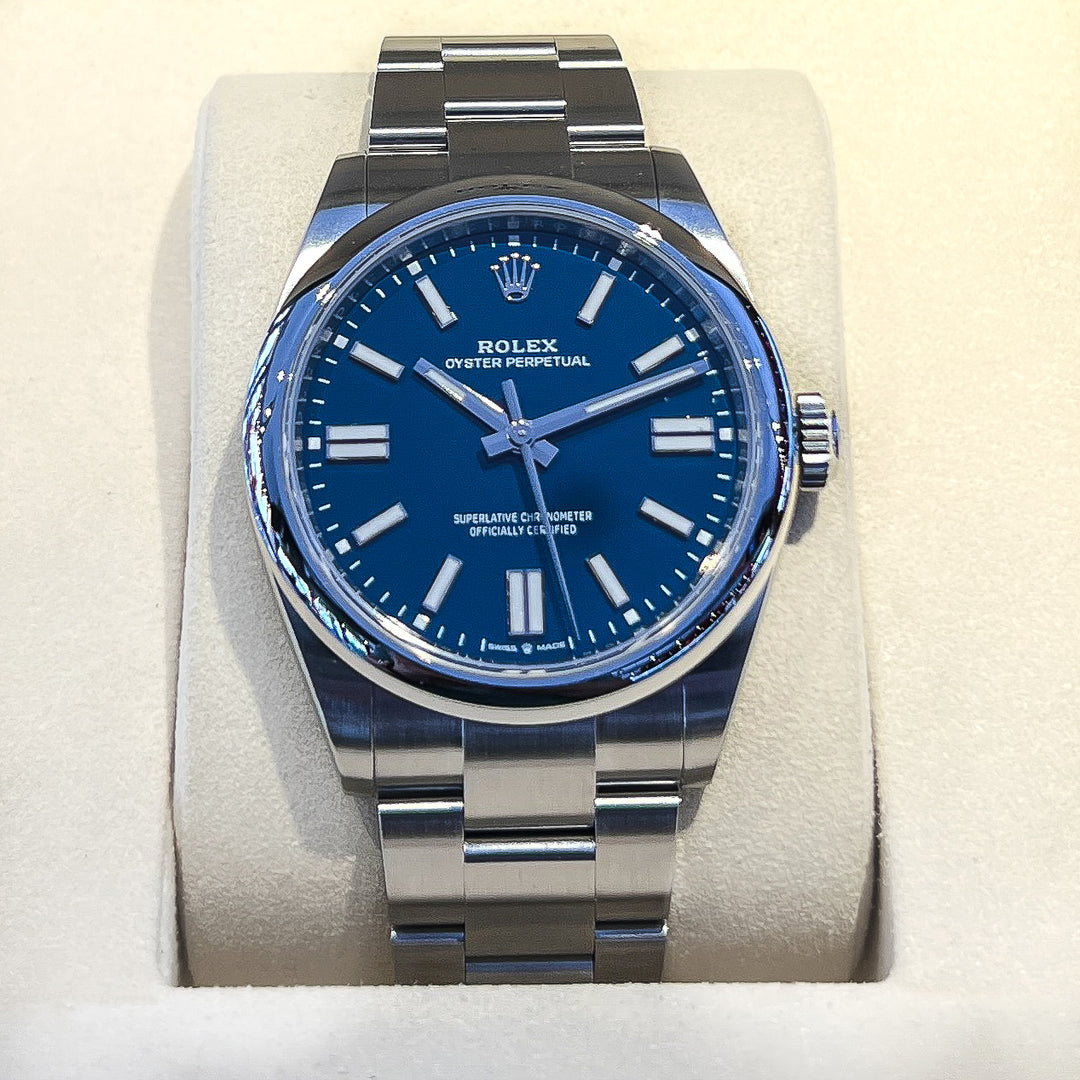 Rolex Oyster Perpetual41 41mm Steel Medium Blue Dial Stick Markers 2026 Ref m134300-0009 (#1066)