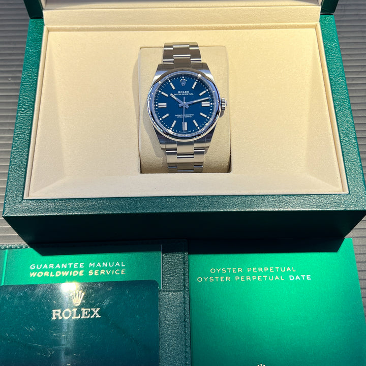 Rolex Oyster Perpetual41 41mm Steel Medium Blue Dial Stick Markers 2026 Ref m134300-0009 (#1066)