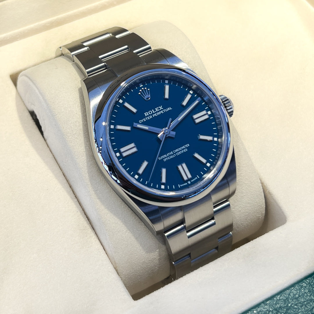 Rolex Oyster Perpetual41 41mm Steel Medium Blue Dial Stick Markers 2026 Ref m134300-0009 (#1066)