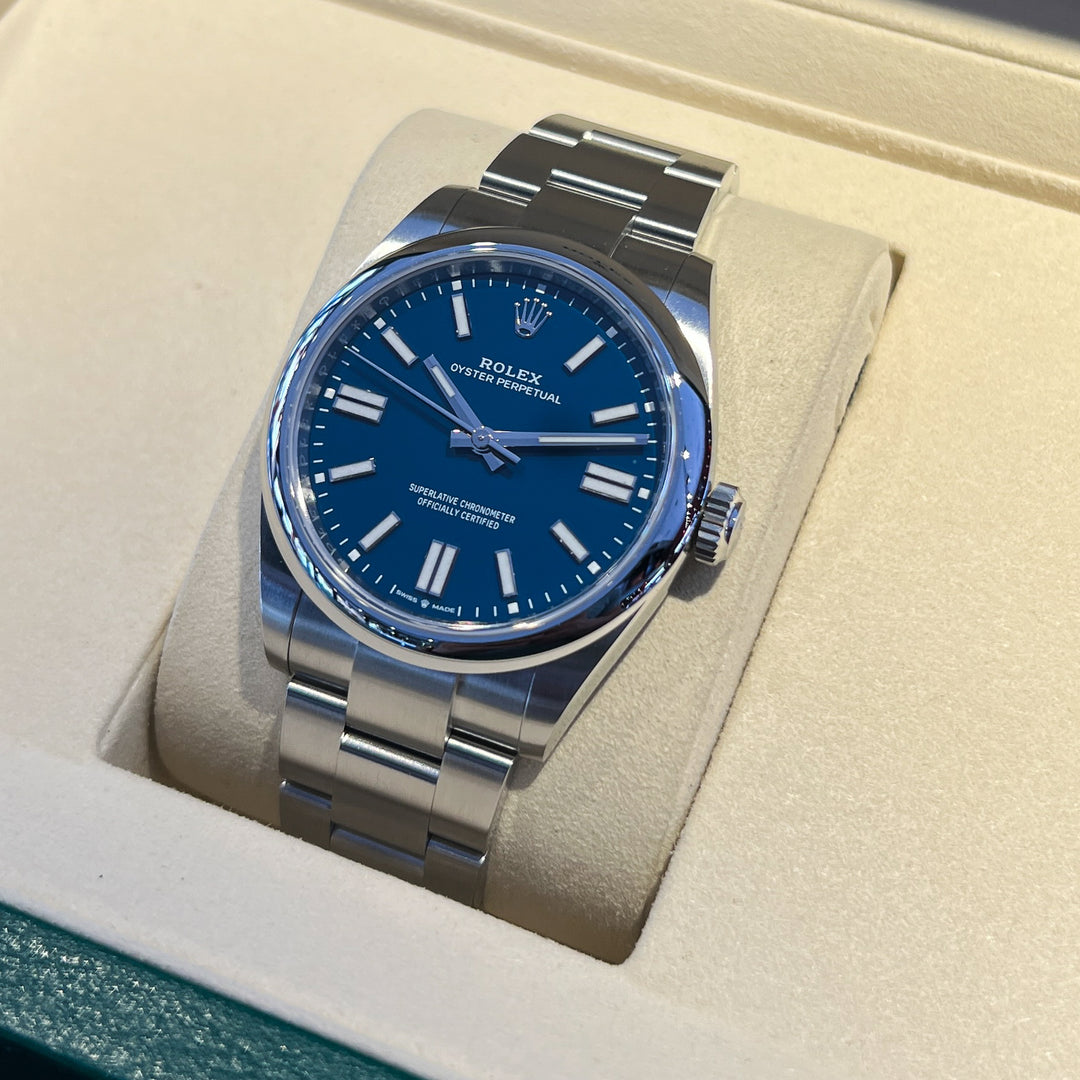 Rolex Oyster Perpetual41 41mm Steel Medium Blue Dial Stick Markers 2026 Ref m134300-0009 (#1066)