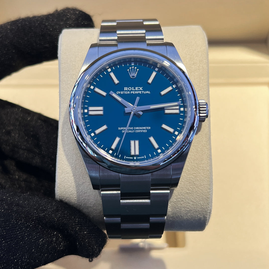 Rolex Oyster Perpetual41 41mm Steel Medium Blue Dial Stick Markers 2026 Ref m134300-0009 (#1066)