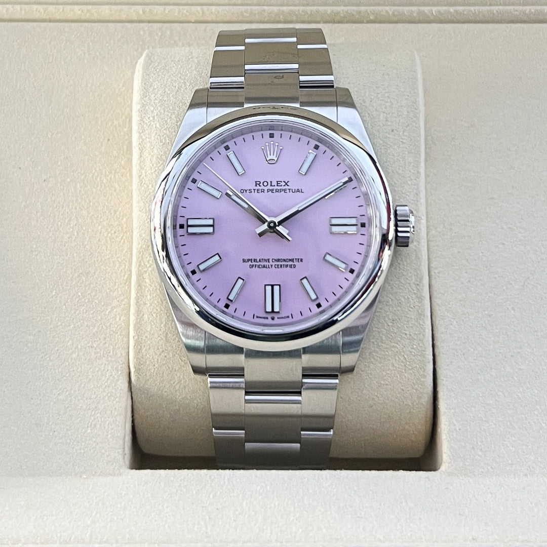 Rolex Oyster Perpetual41 41mm Steel Candy Pink Dial Stick Markers 2026 Ref m134300-0013 (#1067)