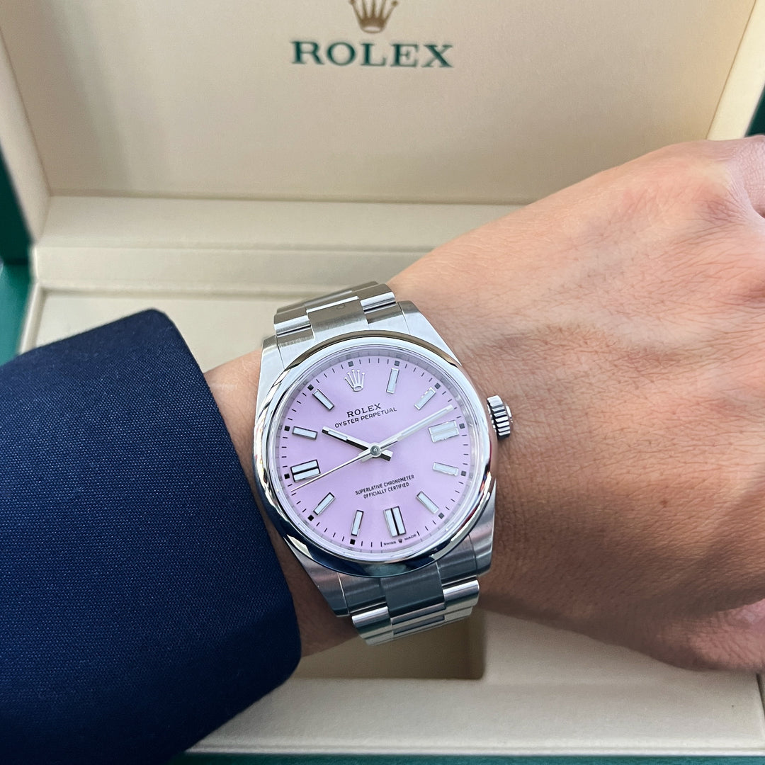 Rolex Oyster Perpetual41 41mm Steel Candy Pink Dial Stick Markers 2026 Ref m134300-0013 (#1067)