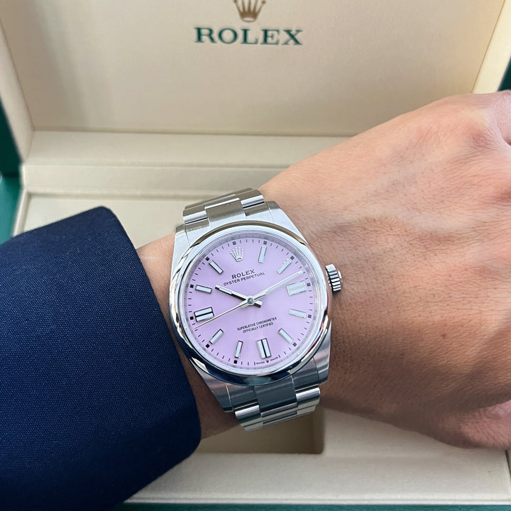 Rolex Oyster Perpetual41 41mm Steel Candy Pink Dial Stick Markers 2026 Ref m134300-0013 (#1067)
