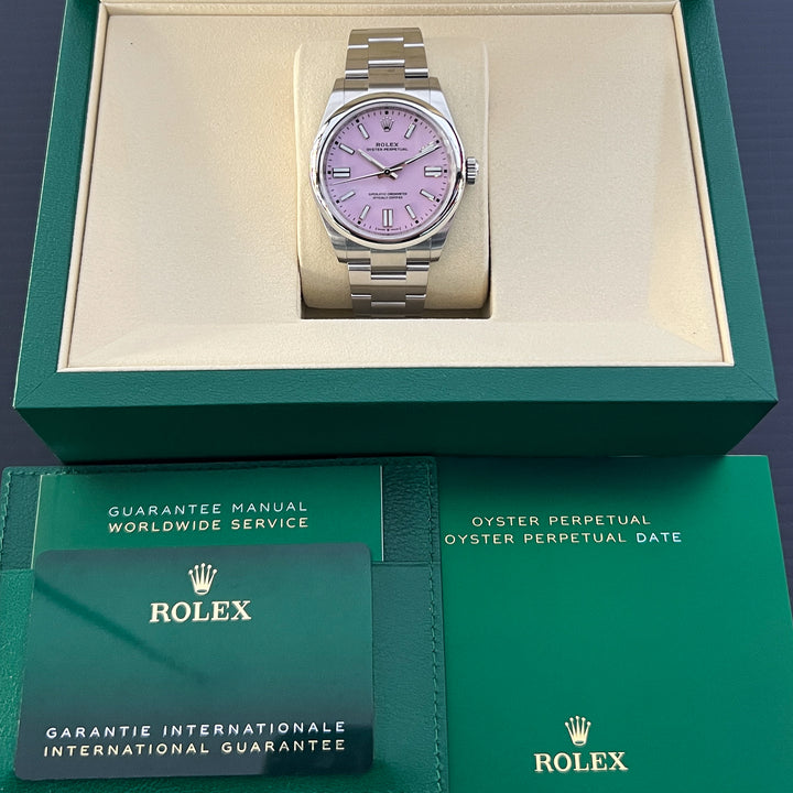 Rolex Oyster Perpetual41 41mm Steel Candy Pink Dial Stick Markers 2026 Ref m134300-0013 (#1067)