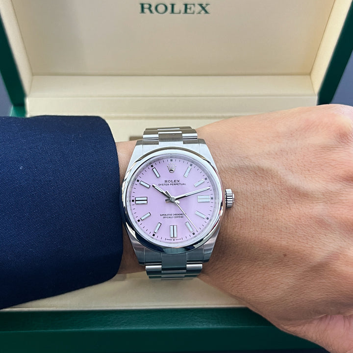 Rolex Oyster Perpetual41 41mm Steel Candy Pink Dial Stick Markers 2026 Ref m134300-0013 (#1067)