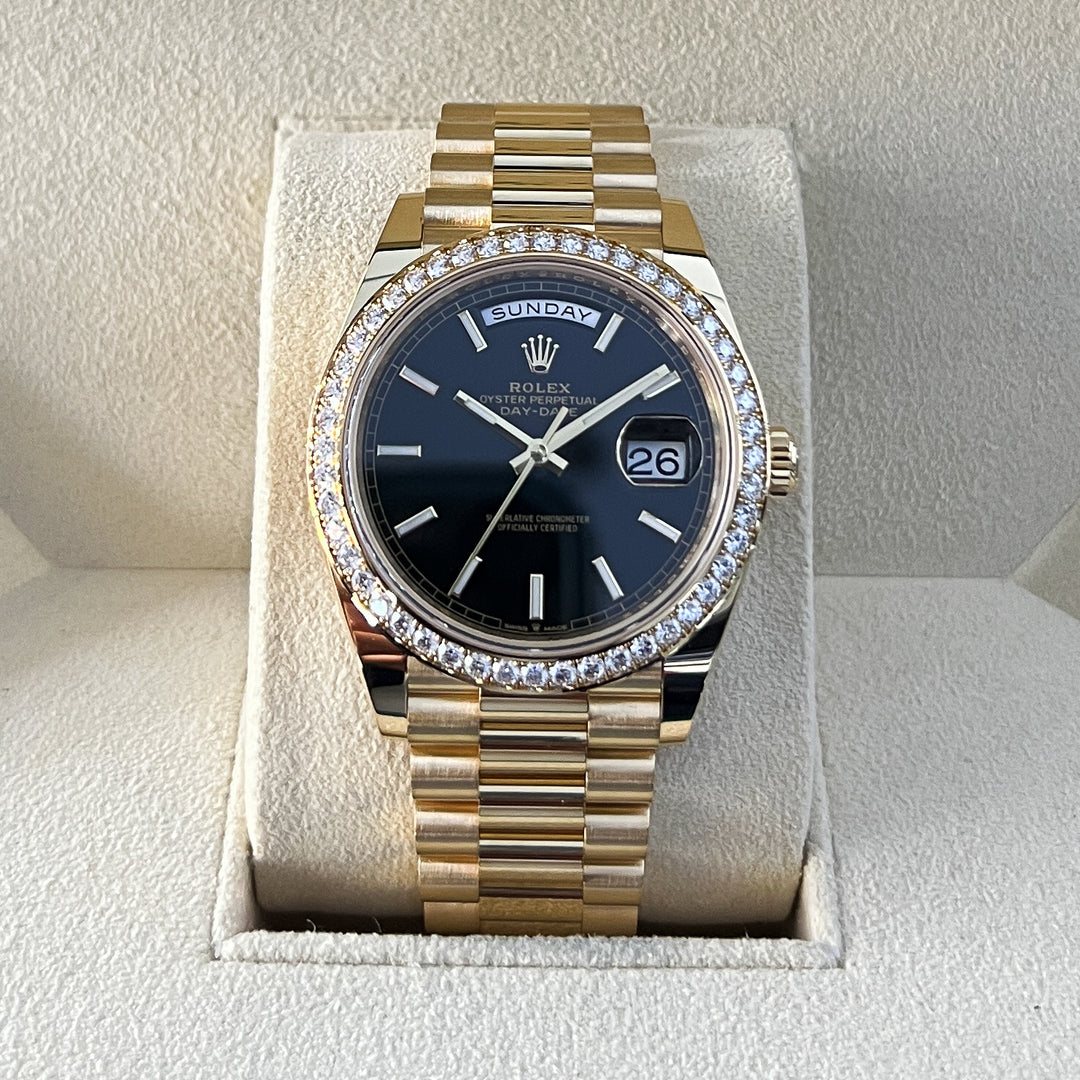 Rolex Day-Date40 40mm YG Black Dial Stick Markers 2025 Ref m228348rbr-0043 (#1096)