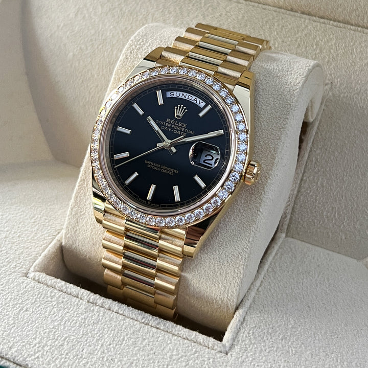 Rolex Day-Date40 40mm YG Black Dial Stick Markers 2025 Ref m228348rbr-0043 (#1096)