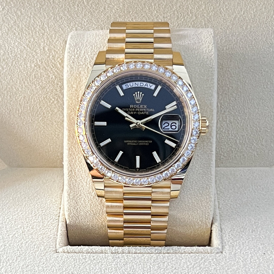 Rolex Day-Date40 40mm YG Black Dial Stick Markers 2025 Ref m228348rbr-0043 (#1096)