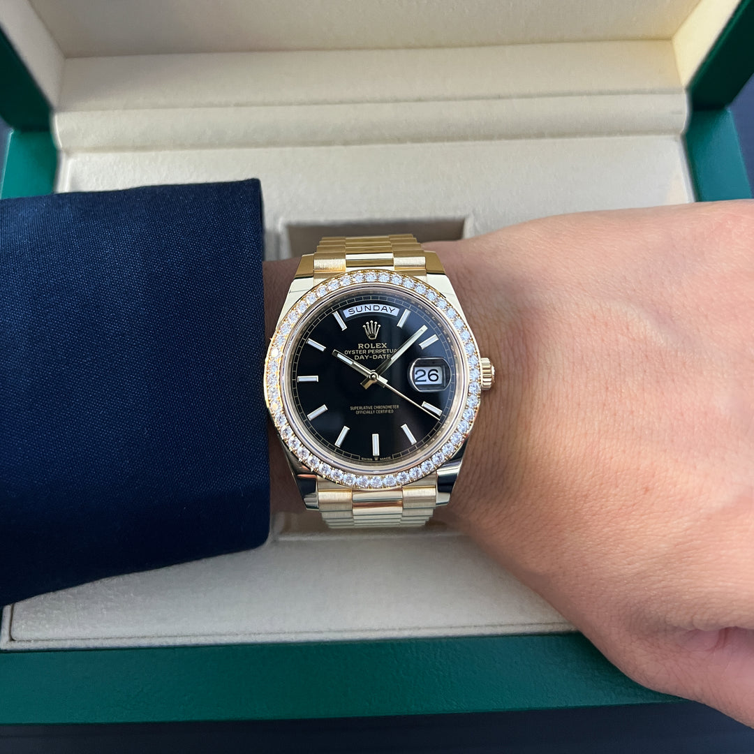 Rolex Day-Date40 40mm YG Black Dial Stick Markers 2025 Ref m228348rbr-0043 (#1096)