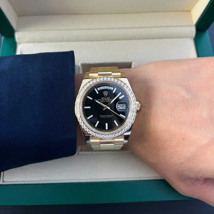 Rolex Day-Date40 40mm YG Black Dial Stick Markers 2025 Ref m228348rbr-0043 (#1096)