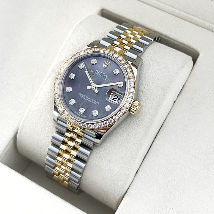 Rolex Datejust31 31mm Steel/YG Black MOP Dial Diamond Markers 2025 Ref m278383rbr-0024 (#1080)