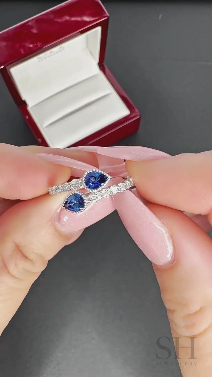 Harmony Pears Sapphire and Diamond Ring (2mm) - W1144