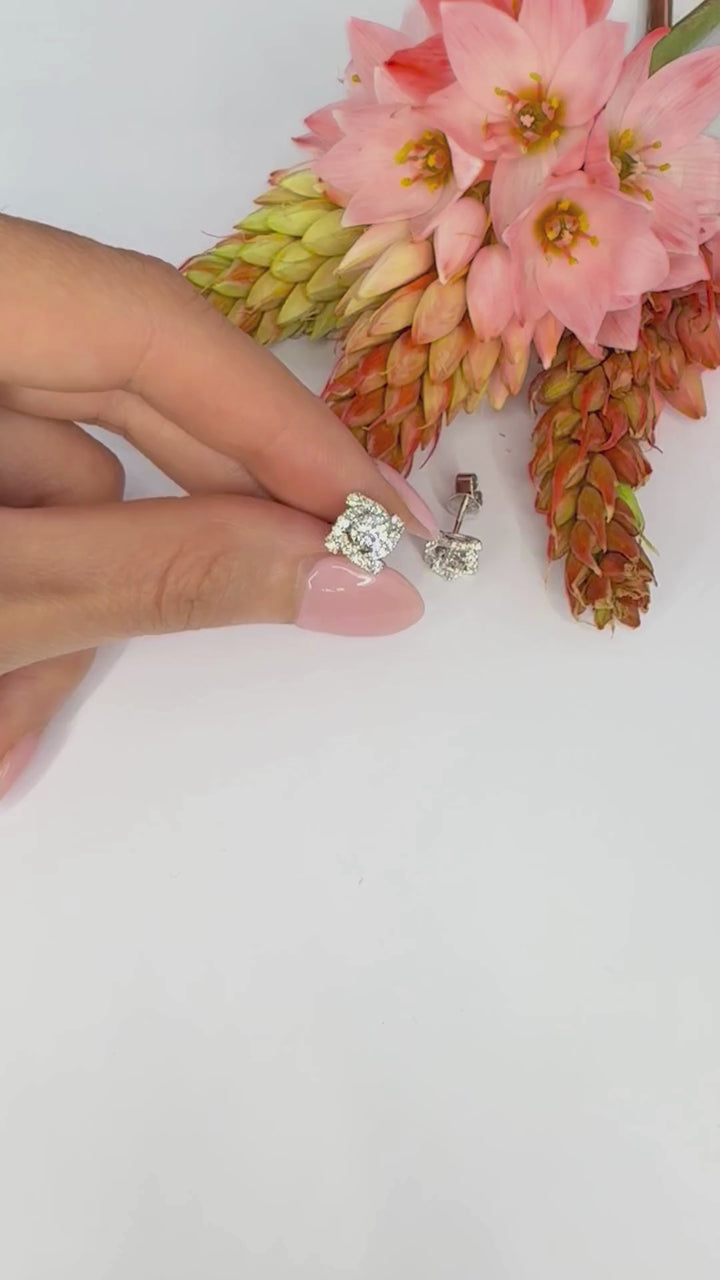 Prism Halo Earrings (0.35ct centre) - W1324 — 18kt White Gold · 0.35ct D SI1 (Clearance)
