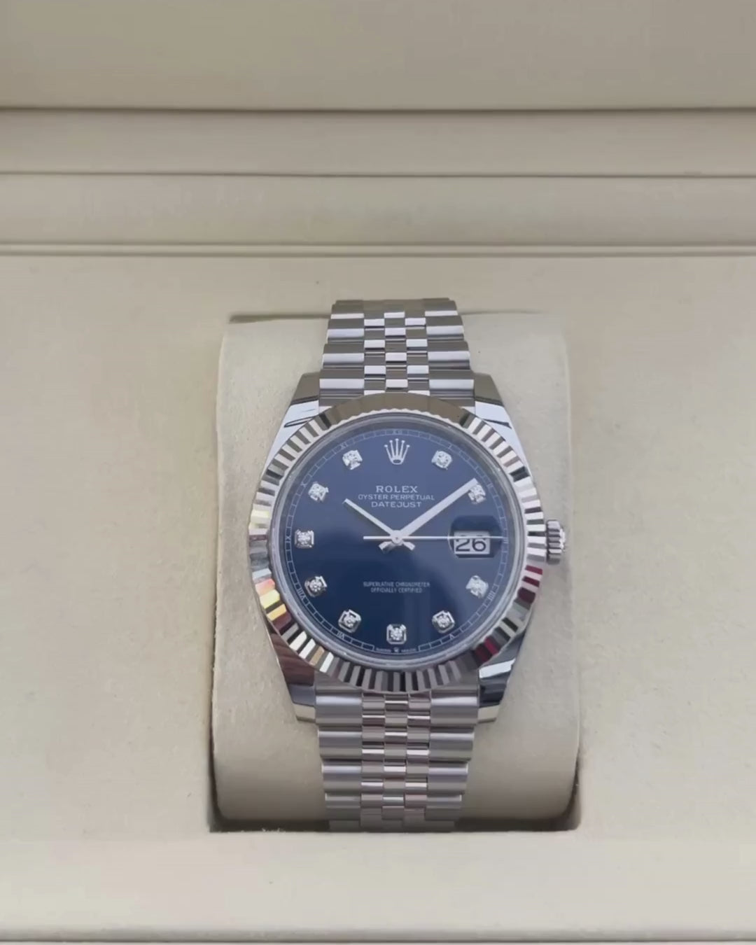 Rolex Datejust41 41mm Steel/WG Blue Dial Diamond Markers 2025 Ref m126334-0016 (#1045)