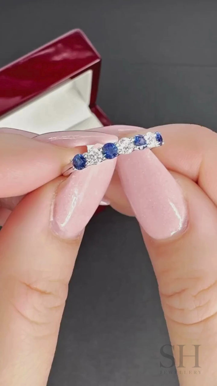Harmony Twin Shared Claws Sapphire and Diamond Band (2.9mm) - W0989