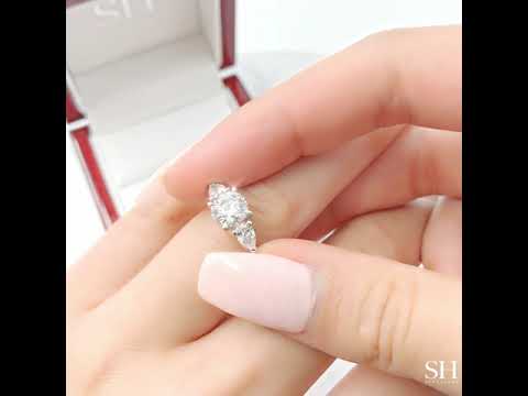 Trilogy Ring with Two Pears - W0352 — 18kt White Gold · 0.6ct E SI2 (Clearance)