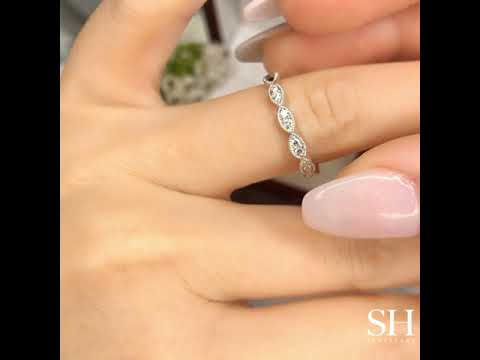 Marquise Panel With Milgrain Edging (2.8mm) - W0520 — 18kt White Gold (Clearance)