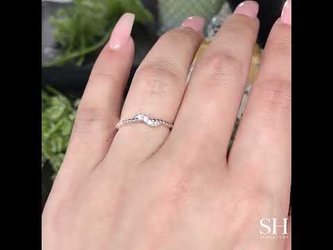 Women's Beaded Wedding Band with Pavé-Set Twist - W0825 — 18kt White Gold (Clearance)