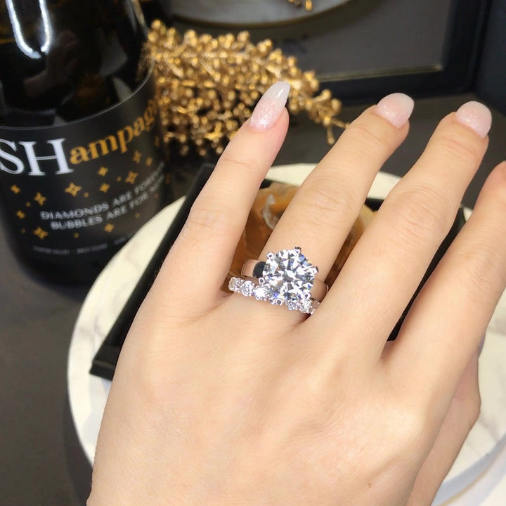 Modern 6-Claw Solitaire Engagement Ring with Knife Edge Band - W0002 (Lab Grown)