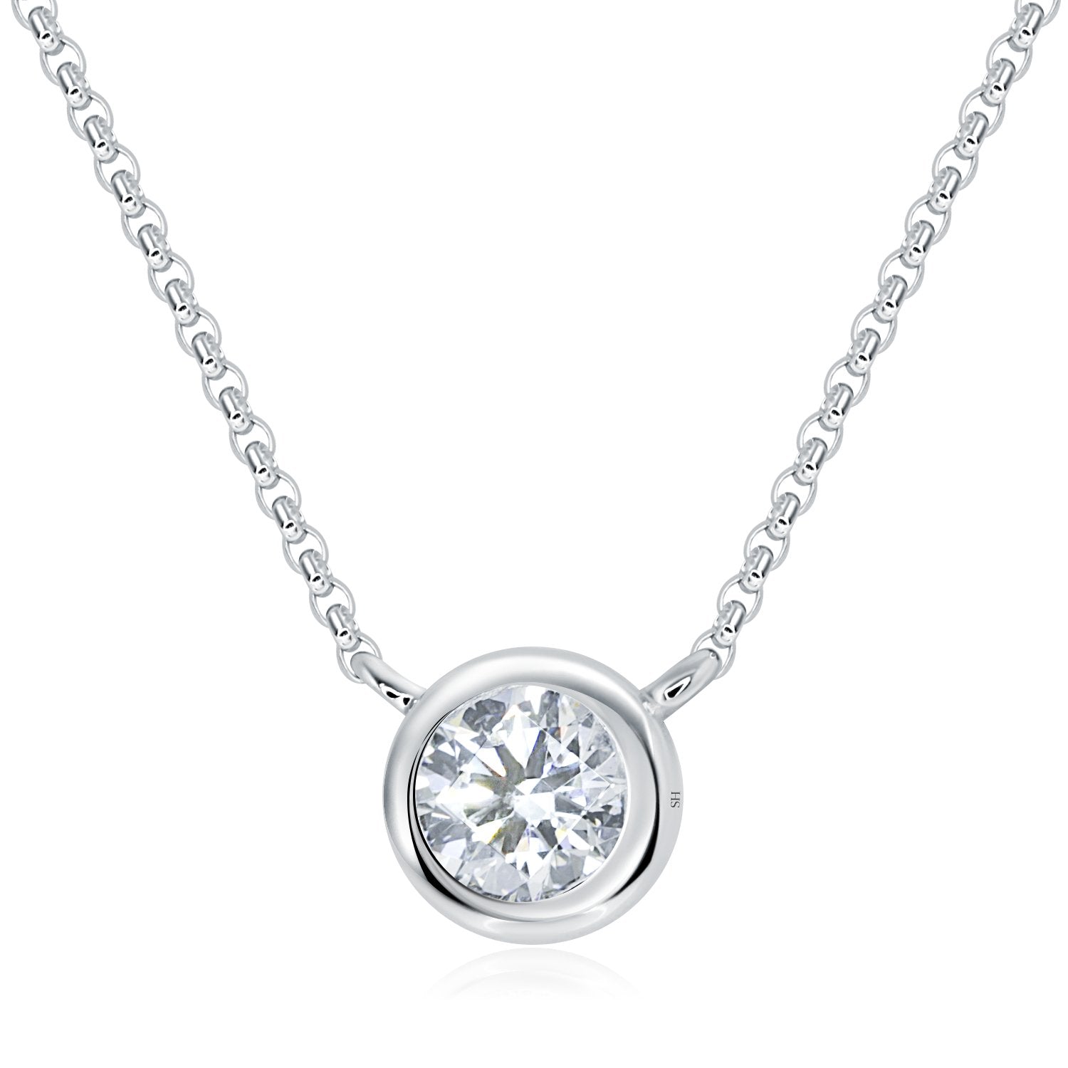 Bezel Set Solitaire Diamond Necklace (small) | SH Jewellery