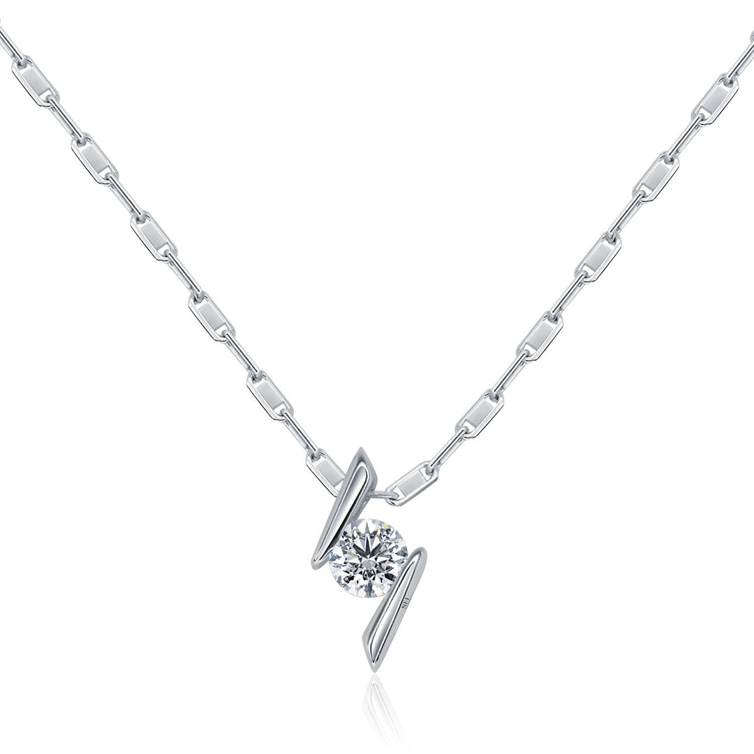 Diagonal floating diamond pendant (small) - W0557