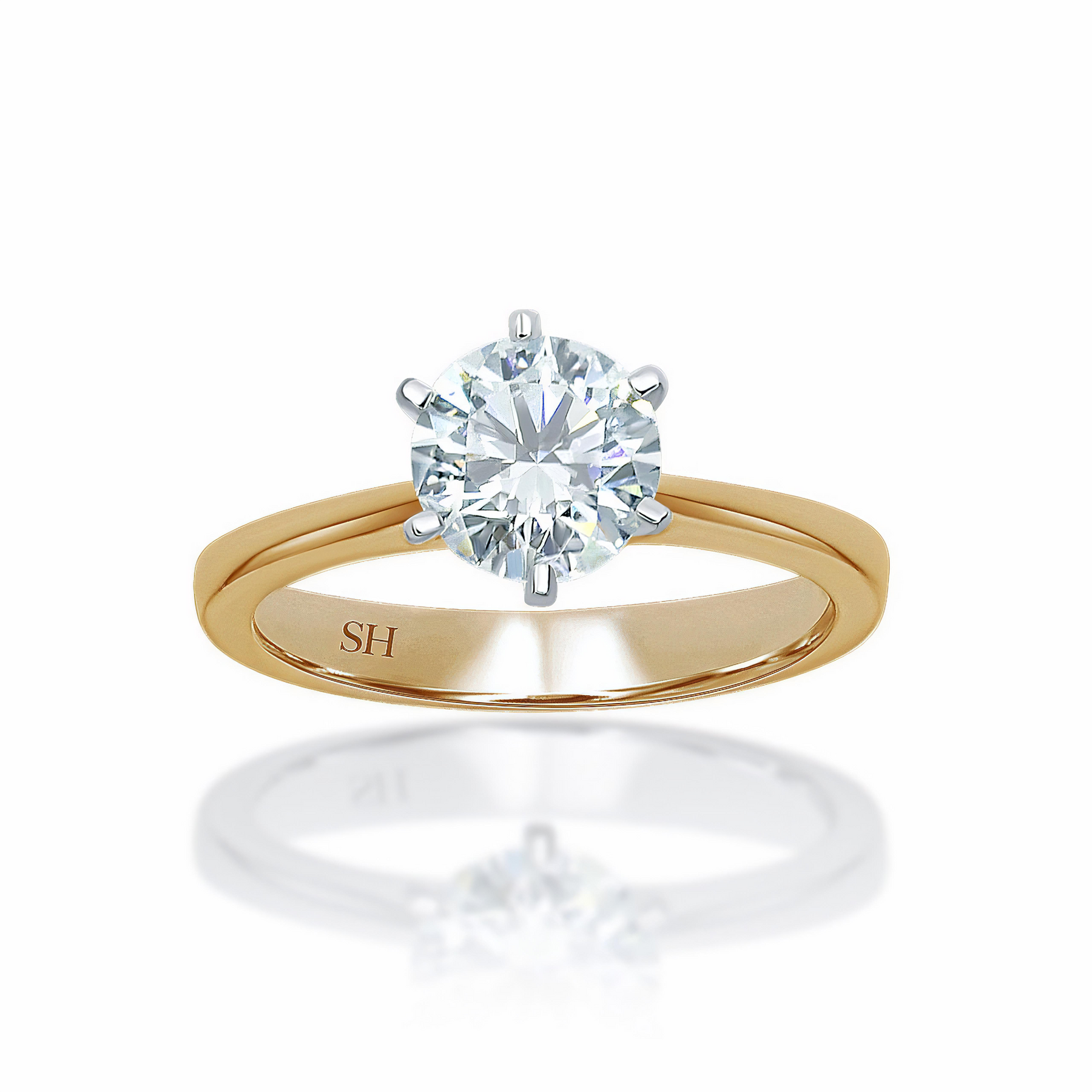 Minimalistic 6 Claw Solitaire Engagement Ring in 18k Gold SH