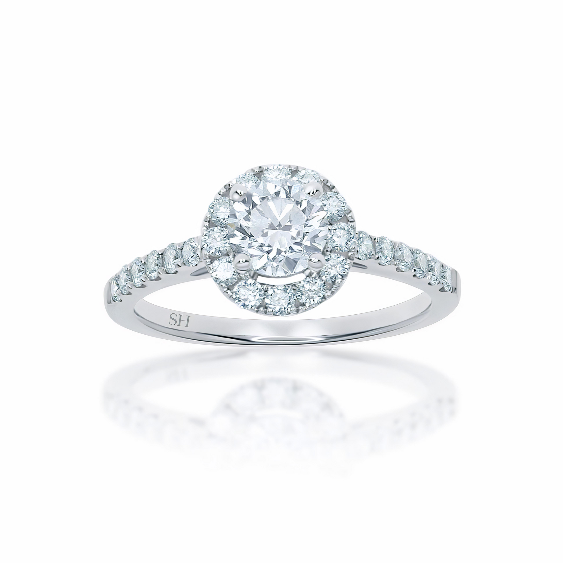 Pave top halo ring
