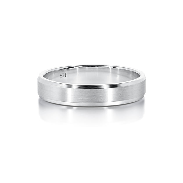 Men's 18kt white gold wedding rings without diamonds | SH Jewellery