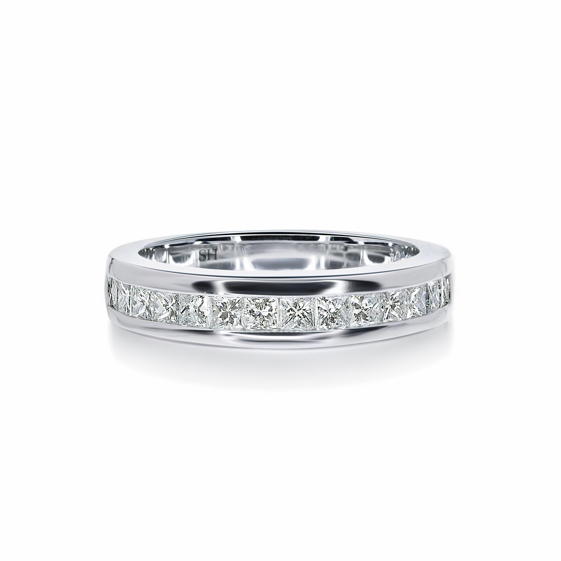 Channel set princess 2025 cut wedding band