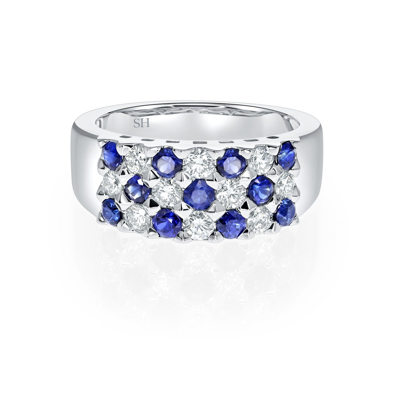 Sapphire and Diamond Grid Ring – SH Jewellery