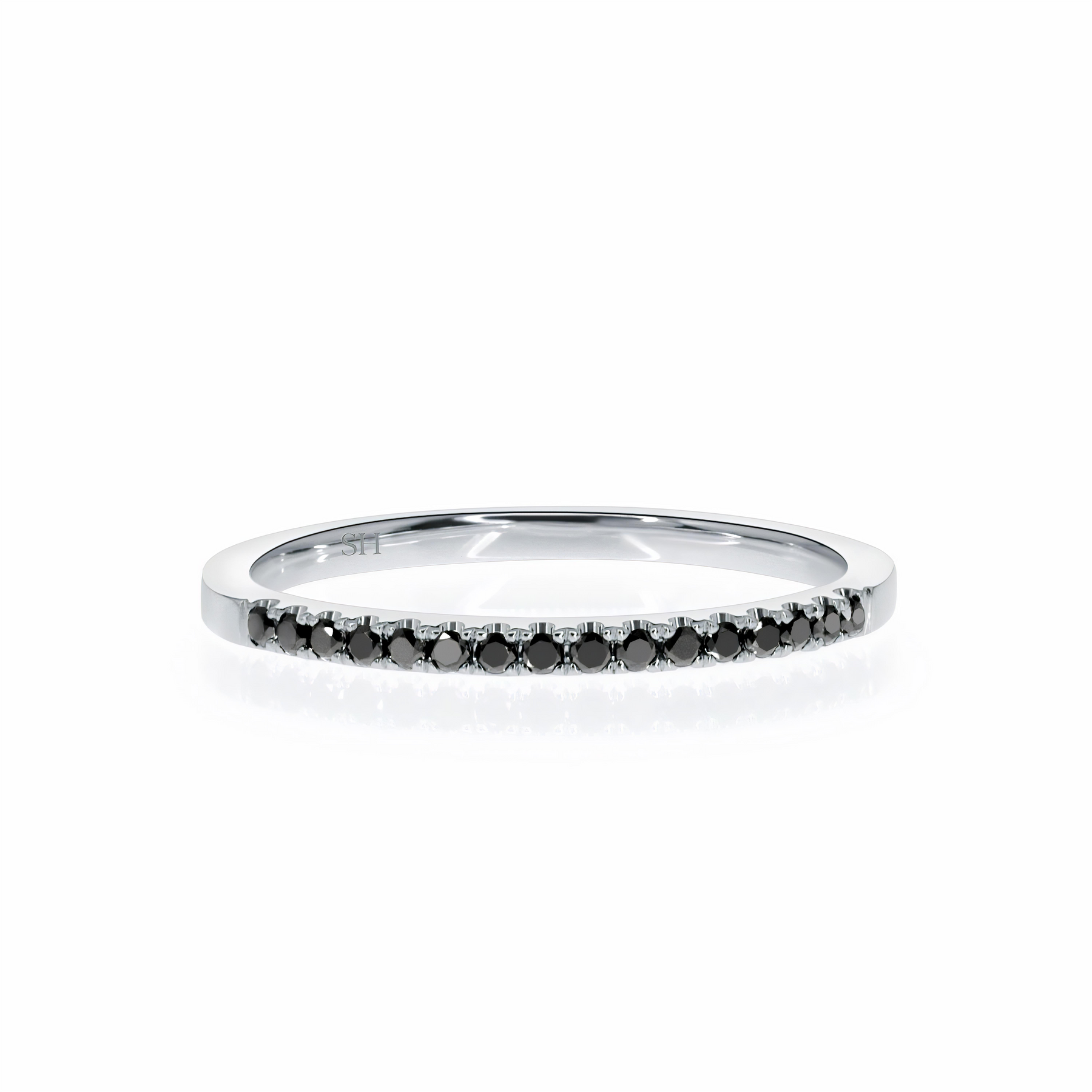 Black and diamond wedding clearance band