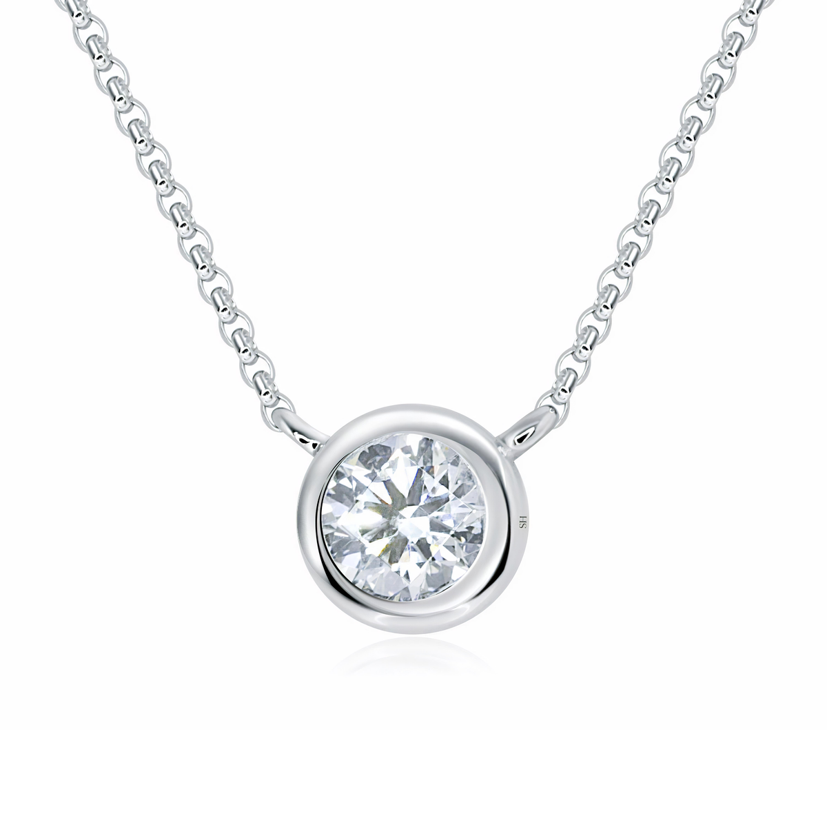 Diamond solitaire bezel necklace discount