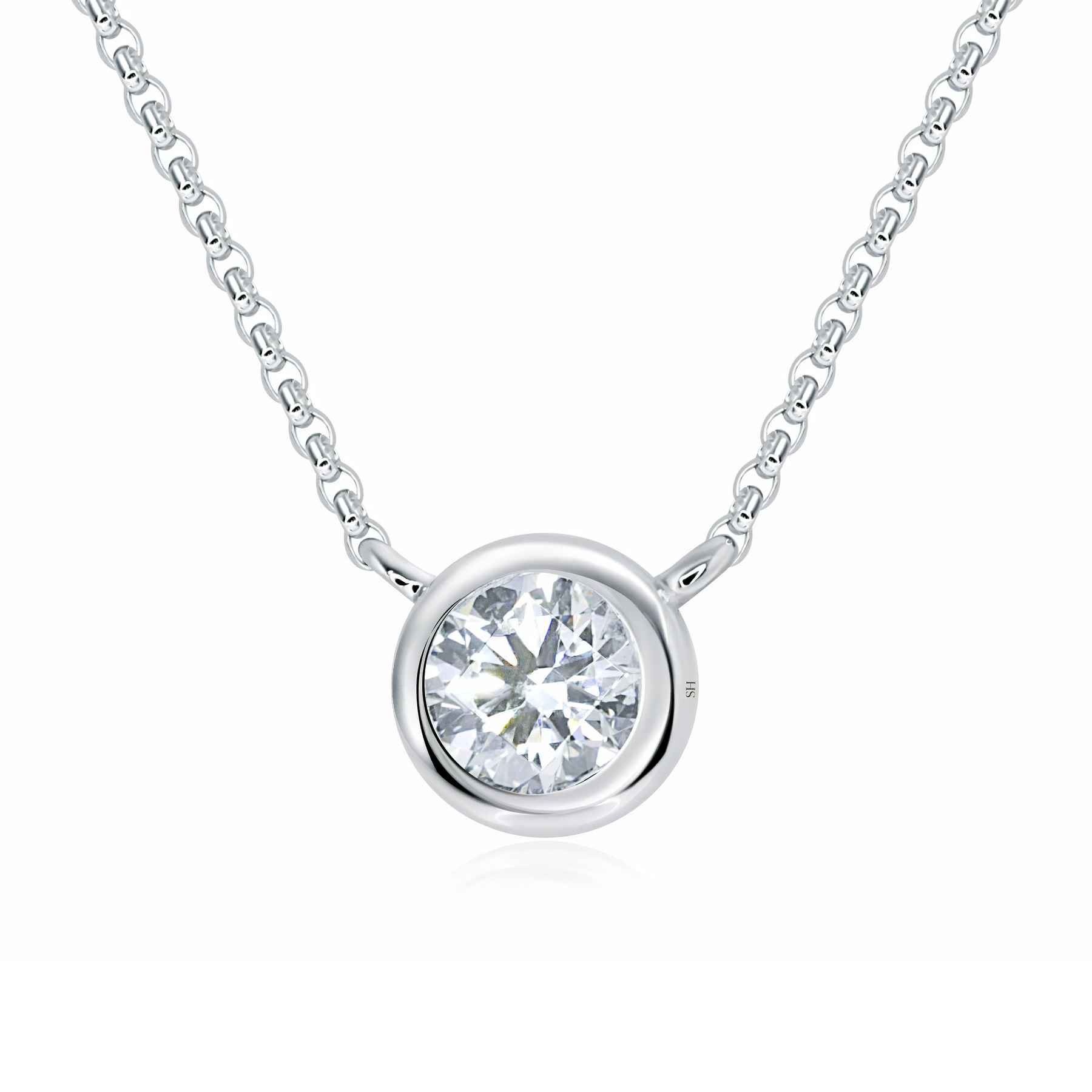 Diamond solitaire bezel discount necklace