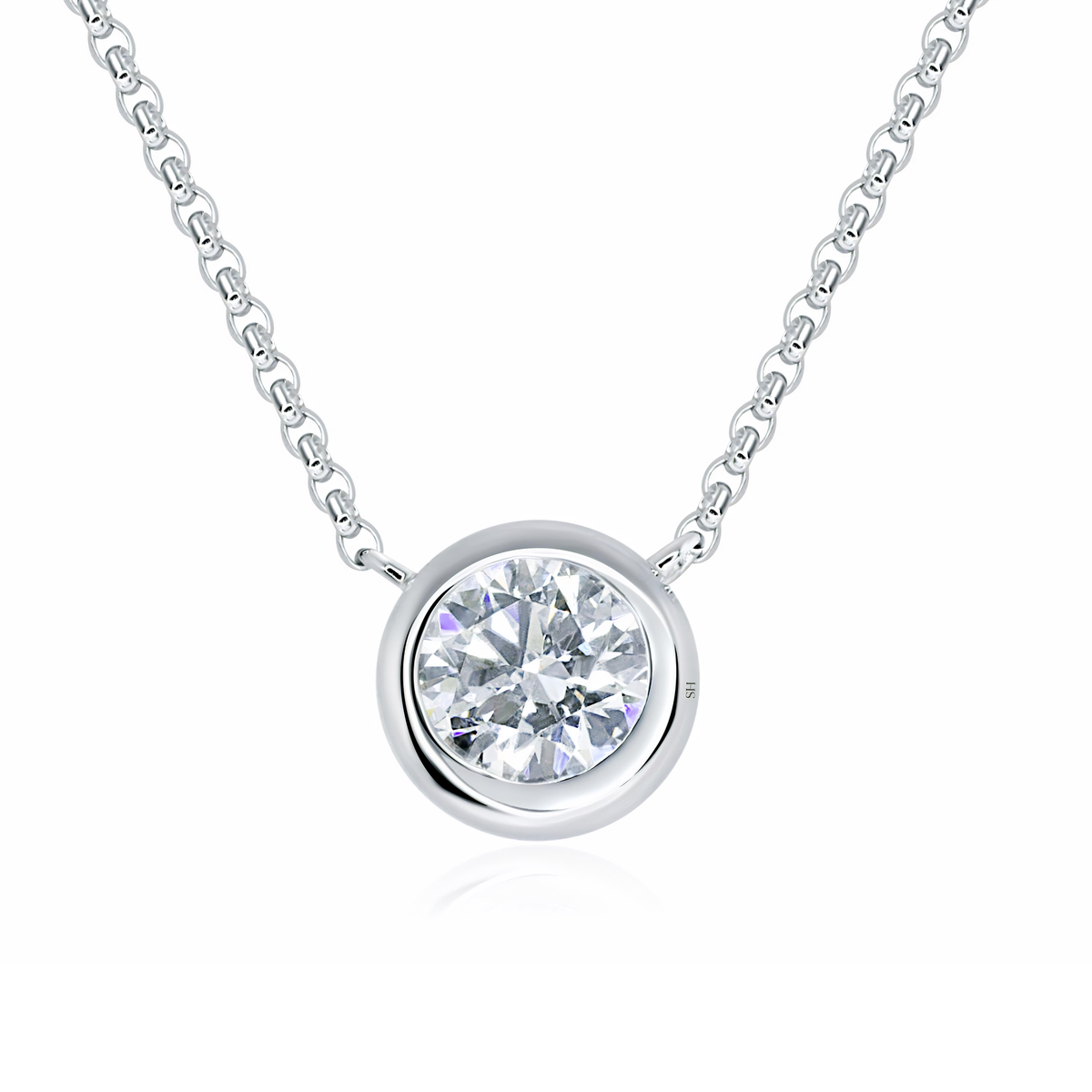 Bezel solitaire diamond necklace | SH Jewellery