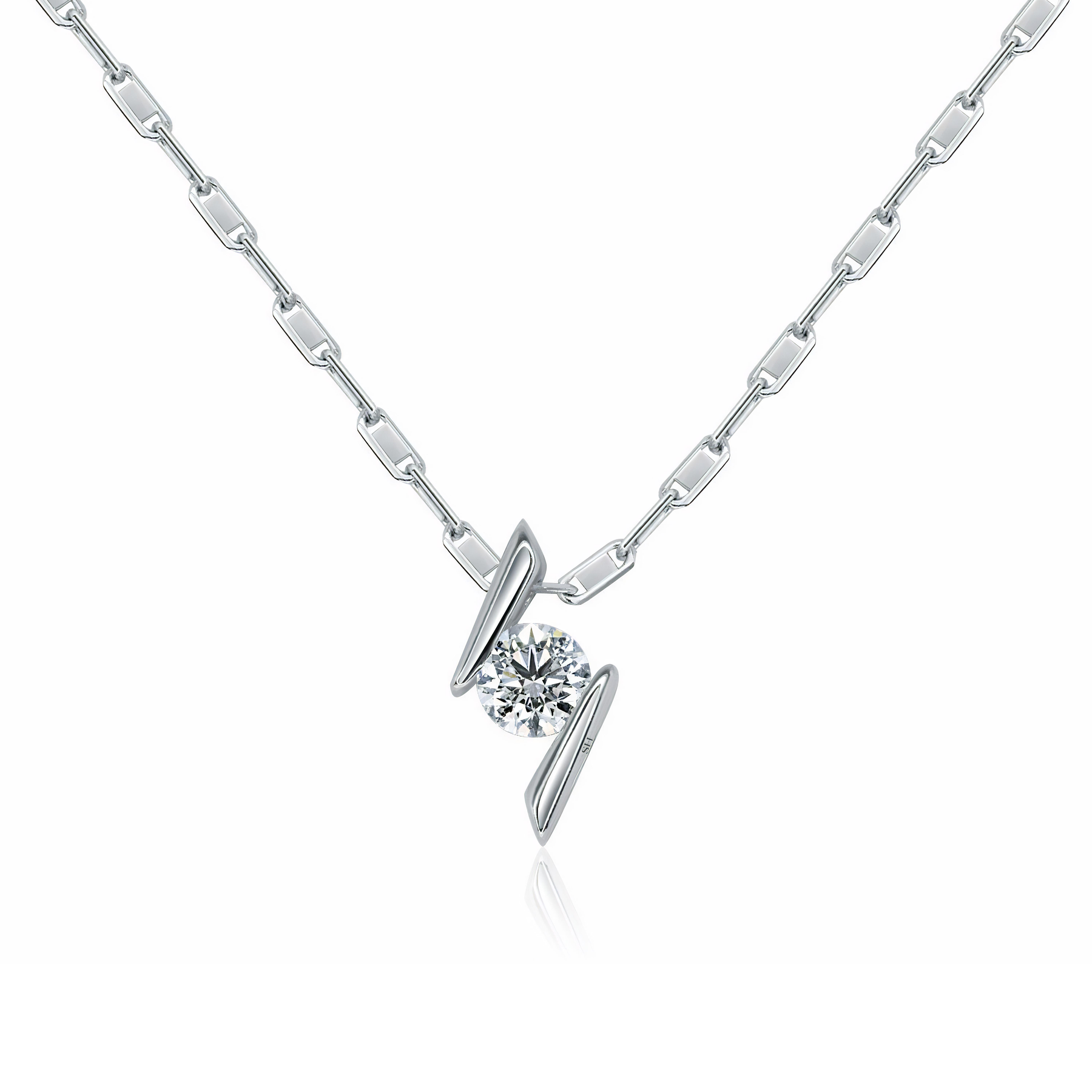 Diagonal floating diamond pendant small SH Jewellery