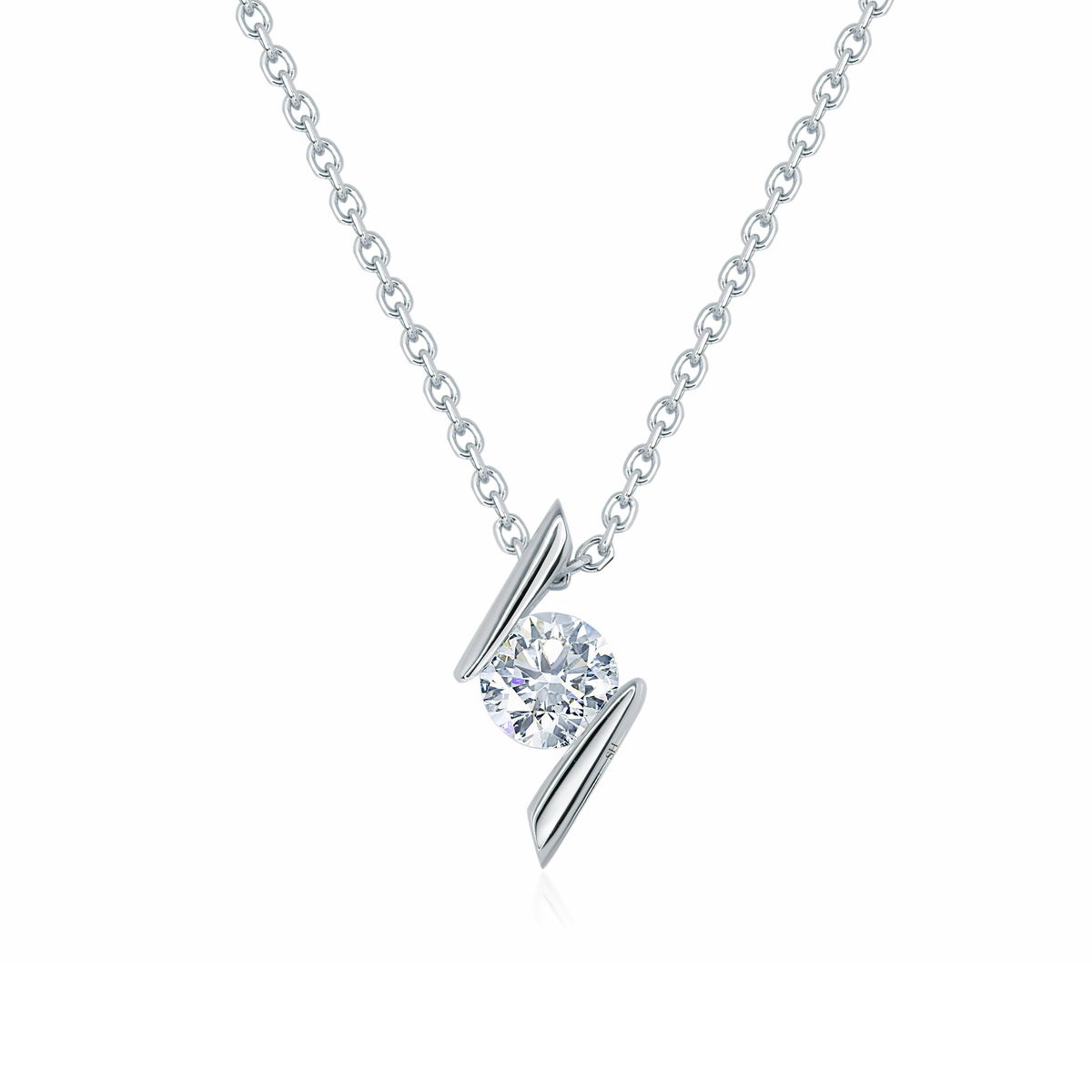 Diagonal floating diamond pendant | SH Jewellery