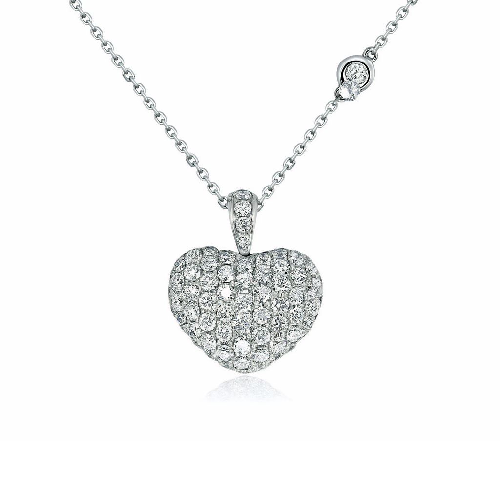 Encrusted heart shape pendant with diamond set tapered bail W0573