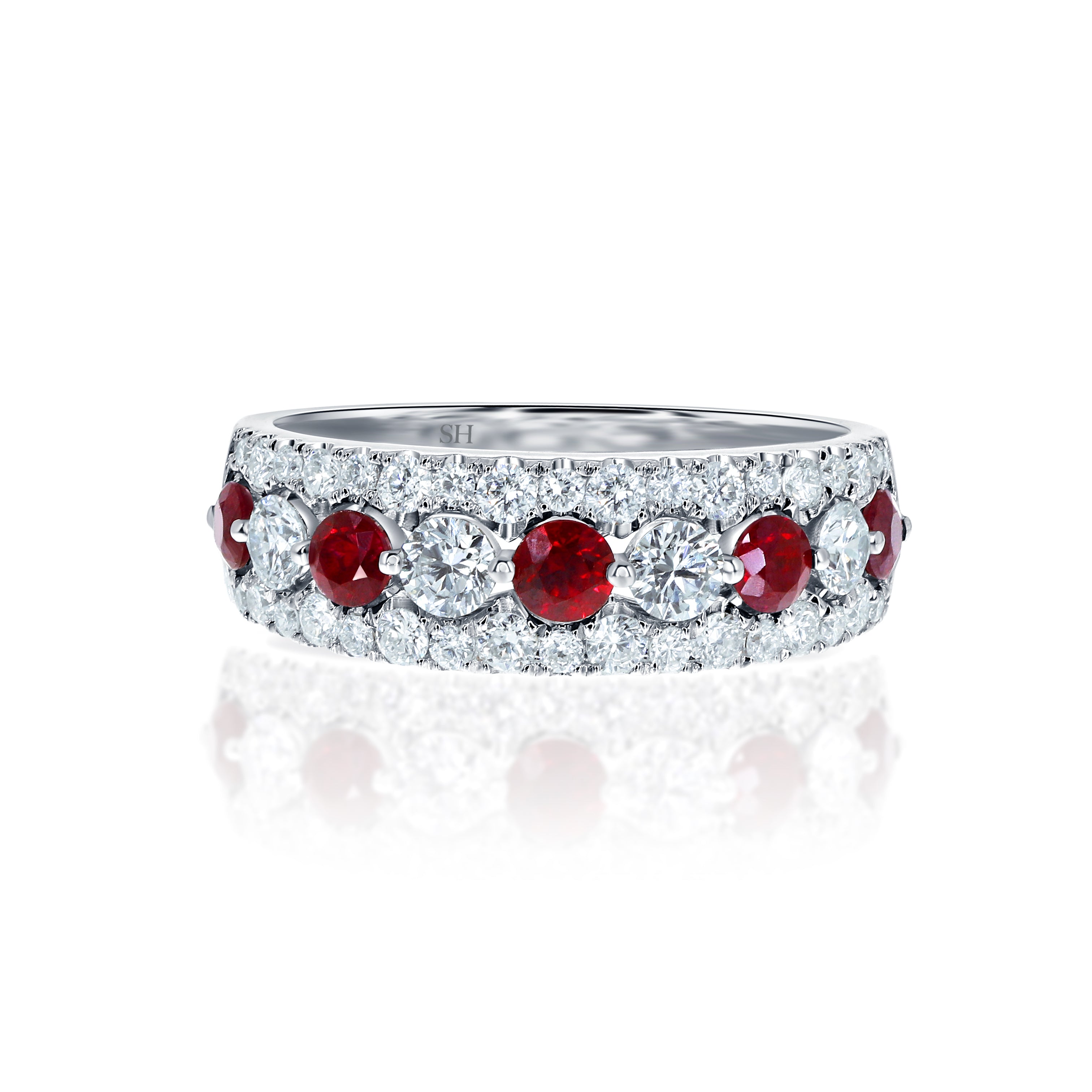 Brilliant-Cut Ruby Steps with Pavé-Set Trim WG (6.5mm) – SH Jewellery