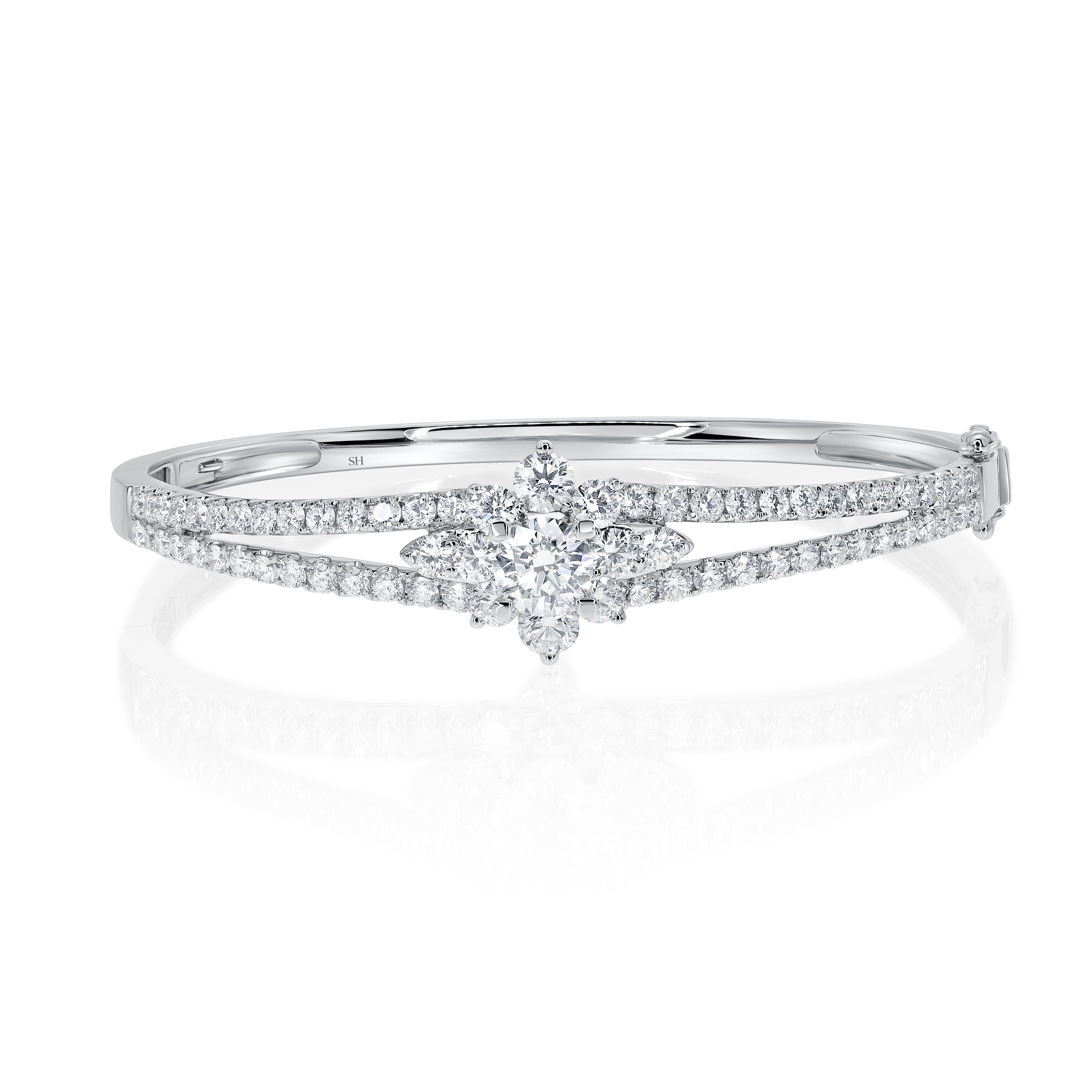 Star Bright Round Diamond Split Two Row Bangle 6.2mm – SH Jewellery