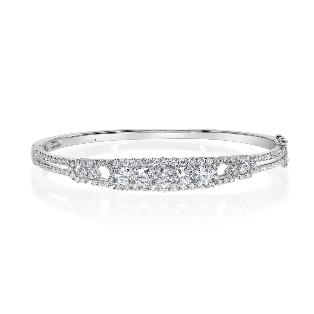 Split Diamond Bangle Diamond Halos with Garland Side Accents Split 2-Row Bangle – SH Jewellery