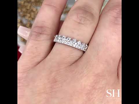 2-Row Pavé & Prong-Set Diamond Band with Connecting Brilliant Cuts (4mm) - W0832